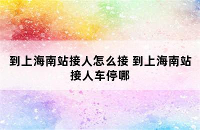 到上海南站接人怎么接 到上海南站接人车停哪